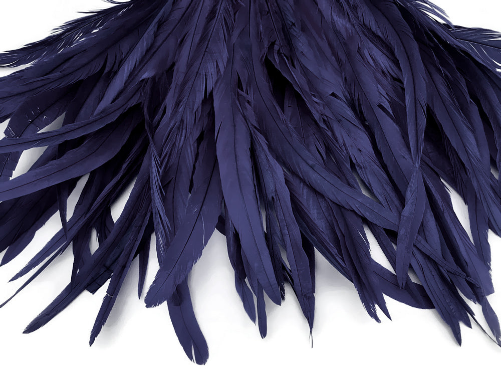 2 yards - 8-10" Natural Navy Blue Strung Accent Feathers for Wedding Backdrops & Arches