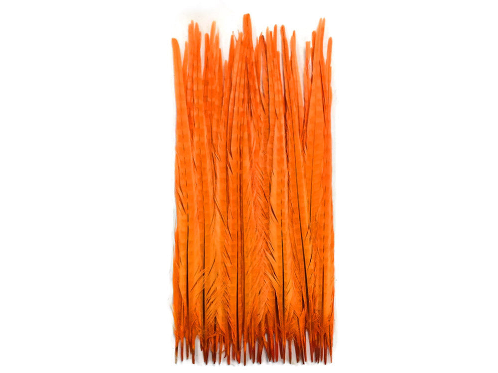 50 pieces - 18-22" Orange Bleached Dyed Ringneck Accent Feathers for Wedding Backdrops & Arches