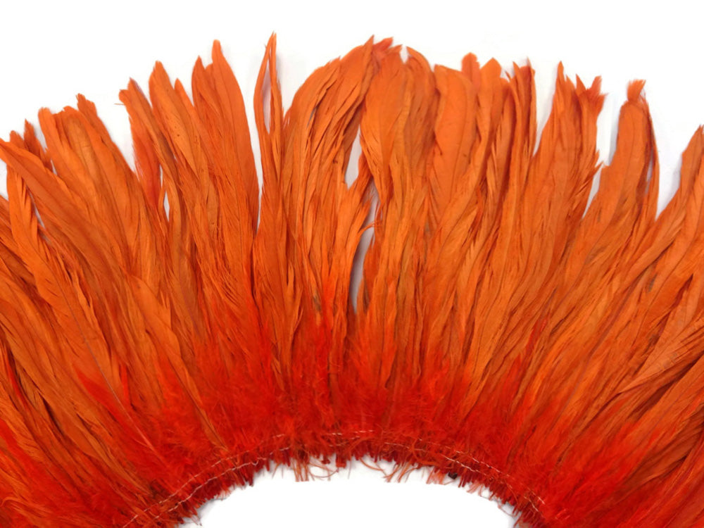 2 yards - 8-10" Natural Orange Strung Bleach Accent Feathers for Wedding Backdrops & Arches