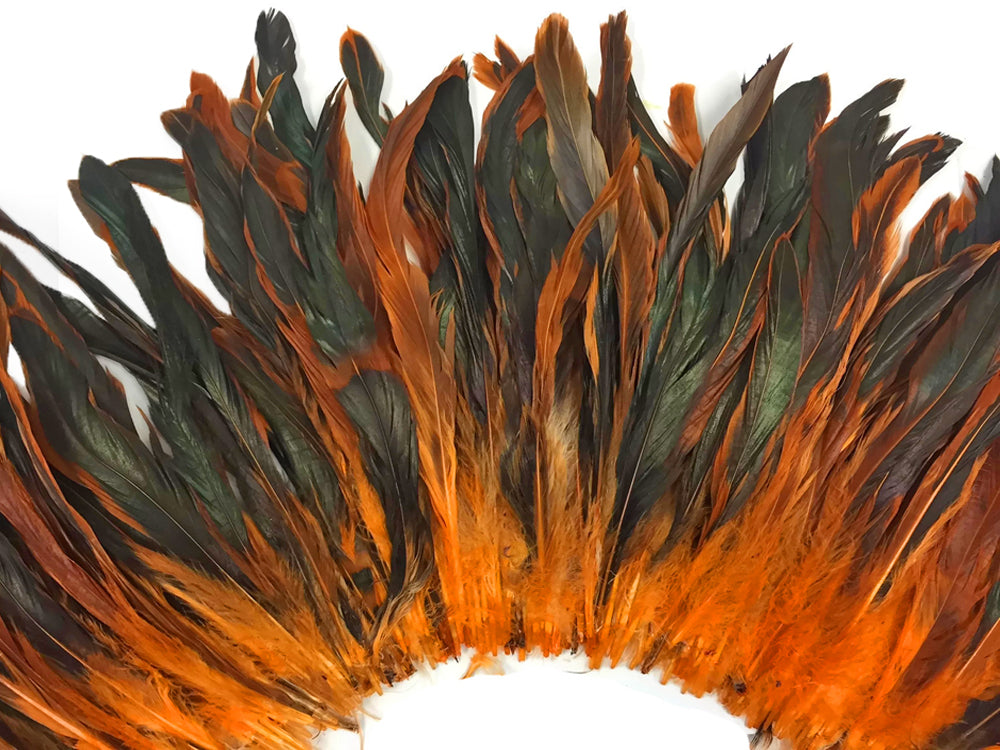 2 yards - 8-10" Natural Orange Half Bronze Accent Feathers for Wedding Backdrops & Arches