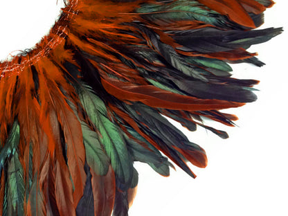 2 yards - 8-10" Natural Orange Half Bronze Accent Feathers for Wedding Backdrops & Arches