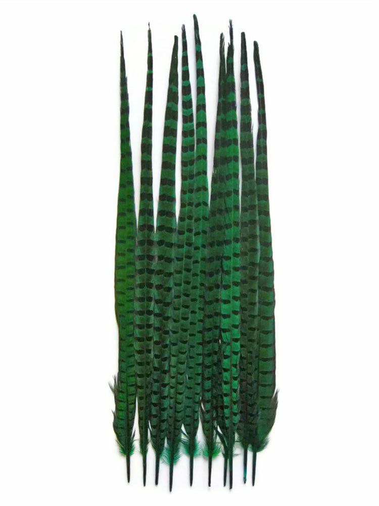 50 pieces - 18-22" Natural Green Dyed Over Peacock Feathers for Wedding Backdrops & Arches