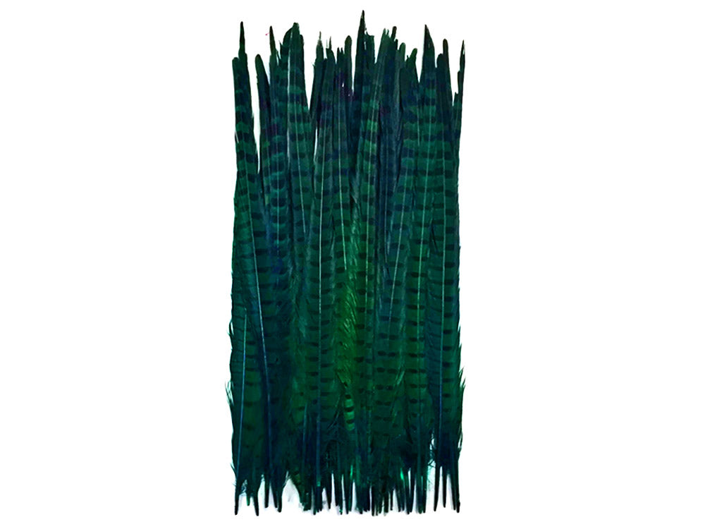 10 pieces - 18-22" Natural Green Dyed Over Peacock Feathers for Wedding Centerpieces