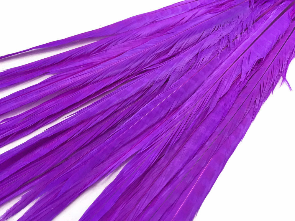 10 pieces - 18-22" Purple Bleached Dyed Ringneck Accent Feathers for Wedding Centerpieces