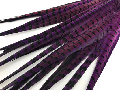 10 pieces - 18-22" Natural Purple Dye Over Accent Feathers for Wedding Centerpieces