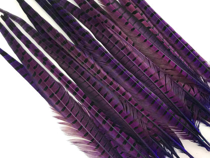10 pieces - 18-22" Natural Purple Dye Over Accent Feathers for Wedding Centerpieces