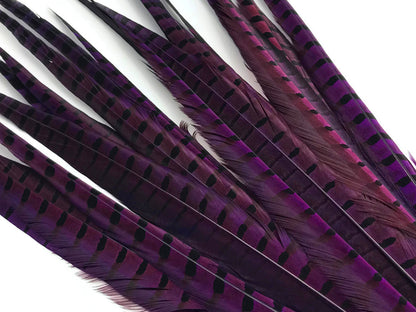 10 pieces - 18-22" Natural Purple Dye Over Accent Feathers for Wedding Centerpieces