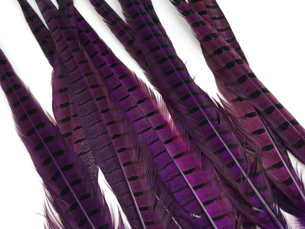 10 pieces - 18-22" Natural Purple Dye Over Accent Feathers for Wedding Centerpieces