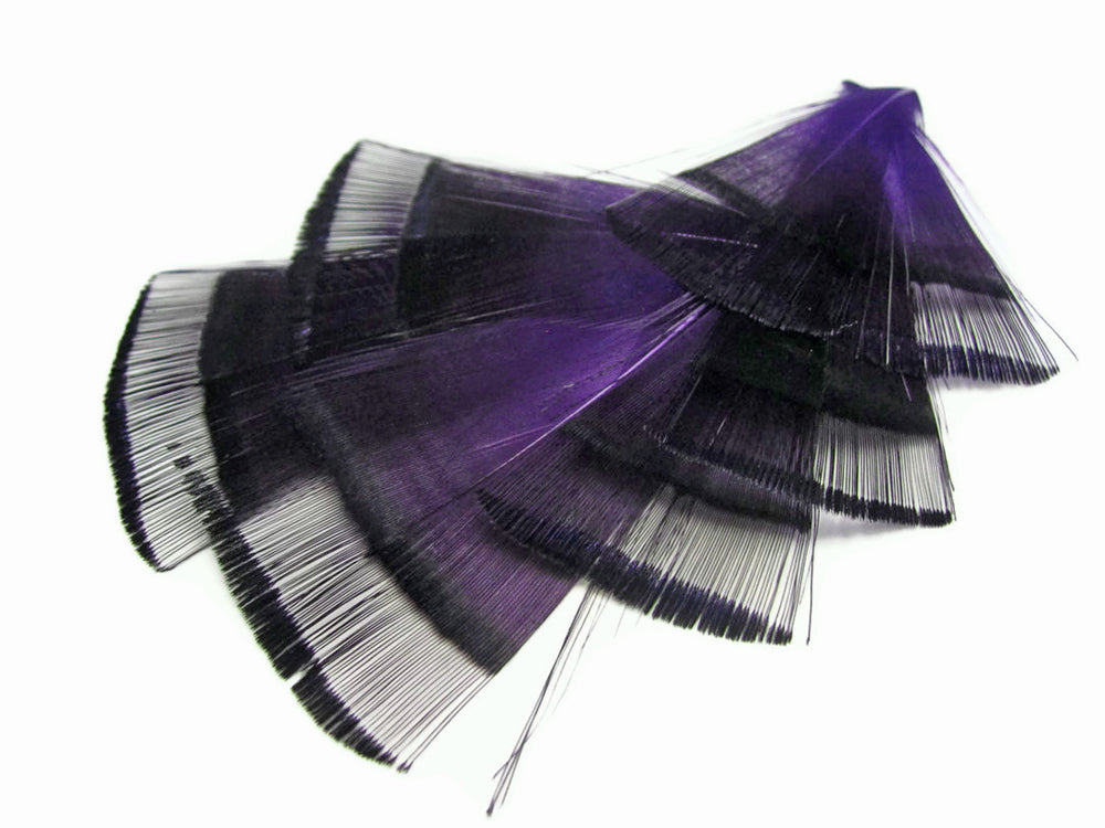 1 dozen - Purple Dyed Golden Tippet Accent Feathers for Wedding Centerpieces