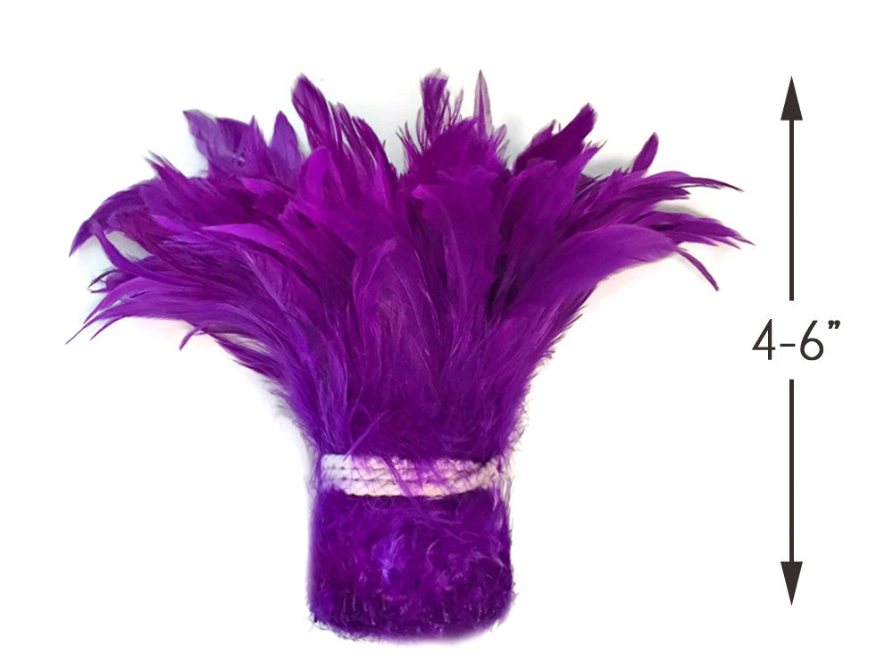 1 Yard - Purple Bleached & Dyed Strung Rooster Schlappen Wholesale Feathers (Bulk)