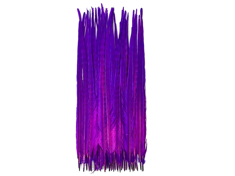 10 pieces - 18-22" Purple Bleached Dyed Ringneck Accent Feathers for Wedding Centerpieces