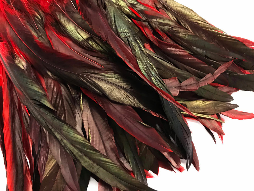 1 yard - 10-12" Natural Red Dyed Over Accent Feathers for Wedding Backdrops & Arches