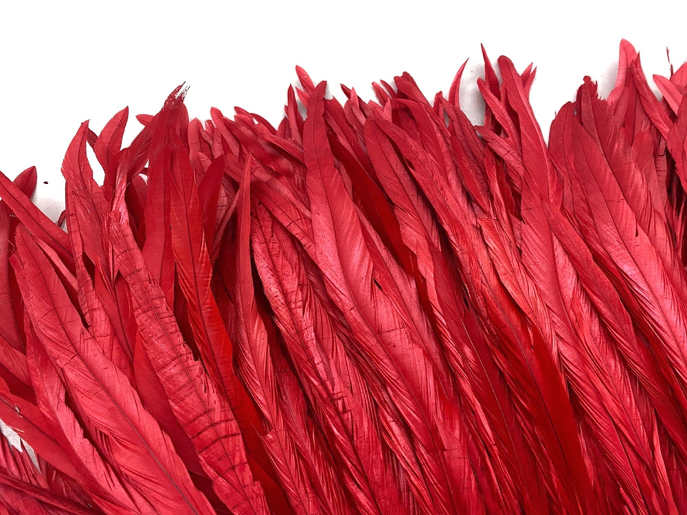 8-10" Natural Inch Strip Red Accent Feathers for Wedding Centerpieces