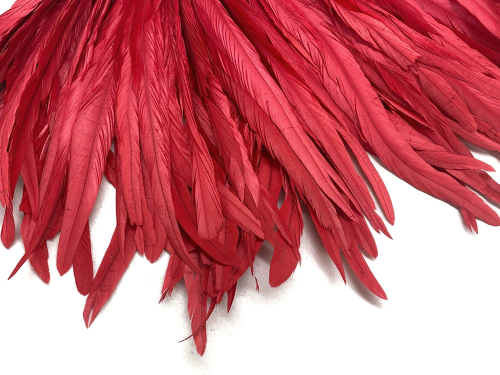 2 yards - 8-10" Natural Red Strung Bleach Accent Feathers for Wedding Backdrops & Arches