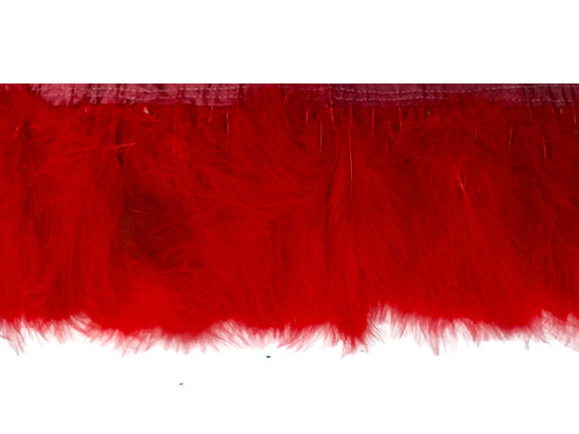 1 Yard - Red Marabou Turkey Fluff Feather Fringe Trim