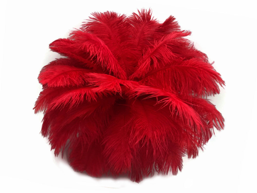 1/2 Lb. - 9-13" Red Dyed Ostrich Body Drab Wholesale Feathers (Bulk)