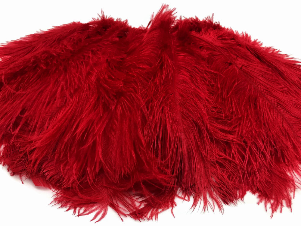1/2 Lb. - 9-13" Red Dyed Ostrich Body Drab Wholesale Feathers (Bulk)