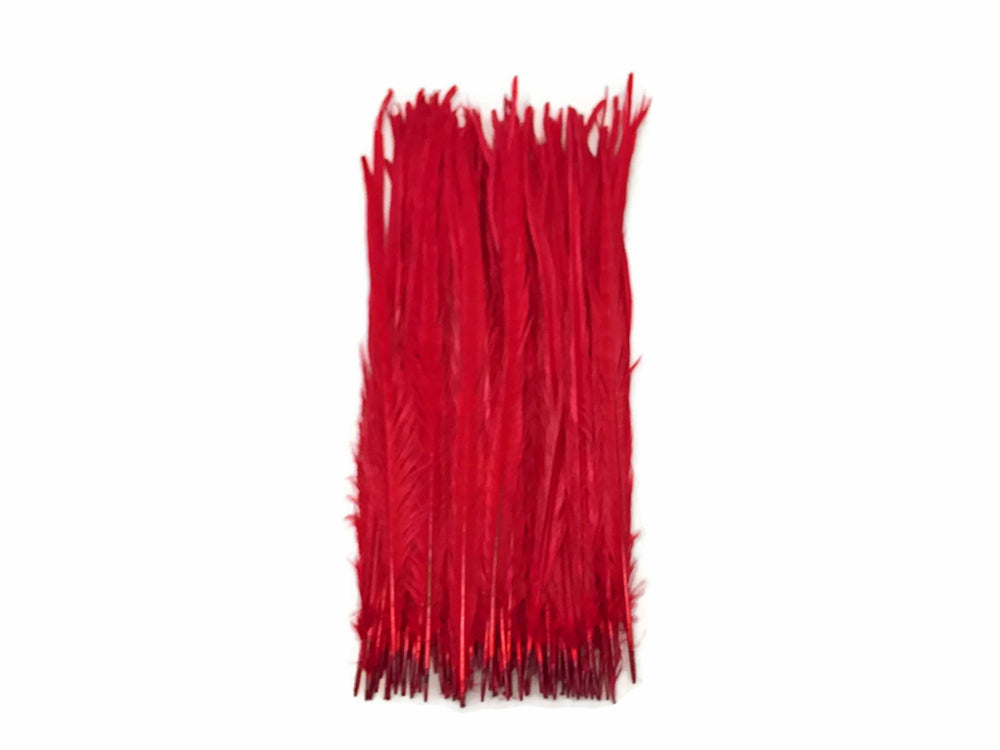 50 pieces - 18-22" Red Bleached Dyed Ringneck Accent Feathers for Wedding Backdrops & Arches