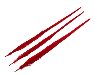 50 pieces - 18-22" Red Bleached Dyed Ringneck Accent Feathers for Wedding Backdrops & Arches