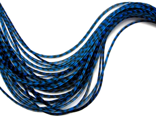6 Pieces - XL Royal Blue Grizzly Thin Whiting Farm Rooster Hair Extension Feathers 11" and Up