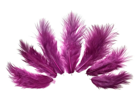 1 Dozen - Solid Magenta Mini Rooster Chickabou Fluff Whiting Hair Feathers