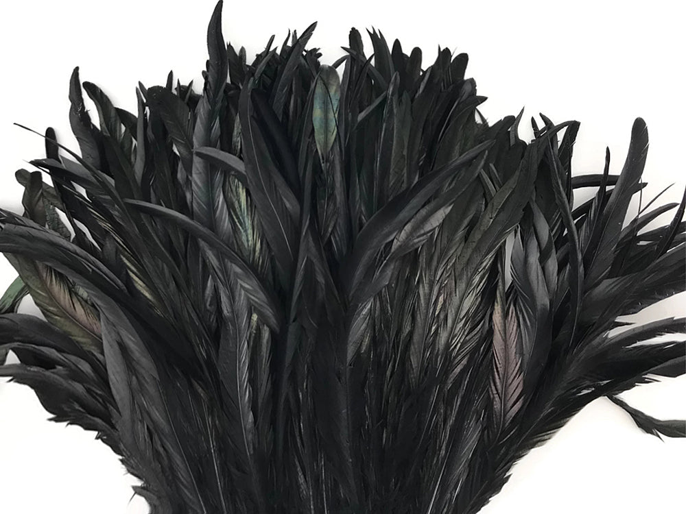 2 yards - 8-10" Natural Black Strung Bleach Accent Feathers for Wedding Backdrops & Arches