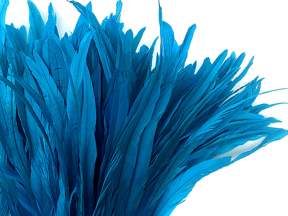 2 yards - 8-10" Turquoise Blue Strung Bleach Accent Feathers for Wedding Backdrops & Arches