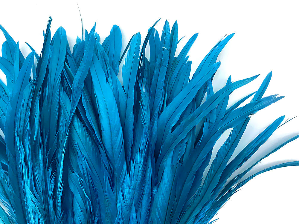 2 yards - 8-10" Turquoise Blue Strung Bleach Accent Feathers for Wedding Backdrops & Arches
