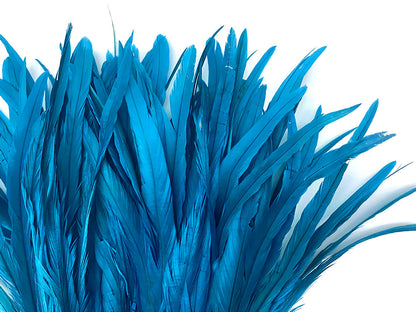 2 yards - 8-10" Turquoise Blue Strung Bleach Accent Feathers for Wedding Backdrops & Arches