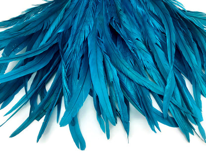 2 yards - 8-10" Turquoise Blue Strung Bleach Accent Feathers for Wedding Backdrops & Arches