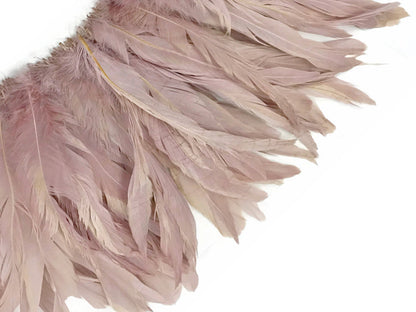 2 yards - 8-10" Natural Taupe Strung Bleach Accent Feathers for Wedding Backdrops & Arches