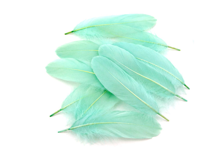 3 oz - Green Pack Aqua Satinettes Accent Feathers for Wedding Bouquets & Boutonnieres