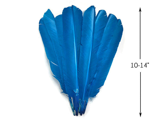 1/4 Lb - Turquoise Blue Turkey Pointers Primary Wing Quill Large Wholesale Feathers (Bulk)