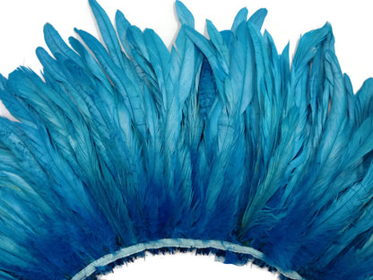 2 yards - 8-10" Turquoise Blue Strung Bleach Accent Feathers for Wedding Backdrops & Arches