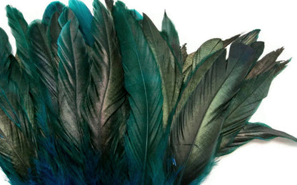 2 yards - 8-10" Turquoise Blue Half Bronze Accent Feathers for Wedding Backdrops & Arches
