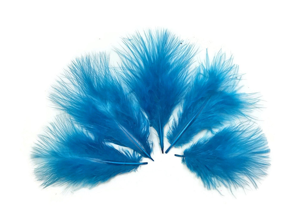 1/4 Lb - Turquoise Blue Turkey Marabou Short Down Fluffy Loose Wholesale Feathers (Bulk)