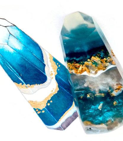 Turquoise Crystal Point Accent Feathers for Wedding Centerpieces