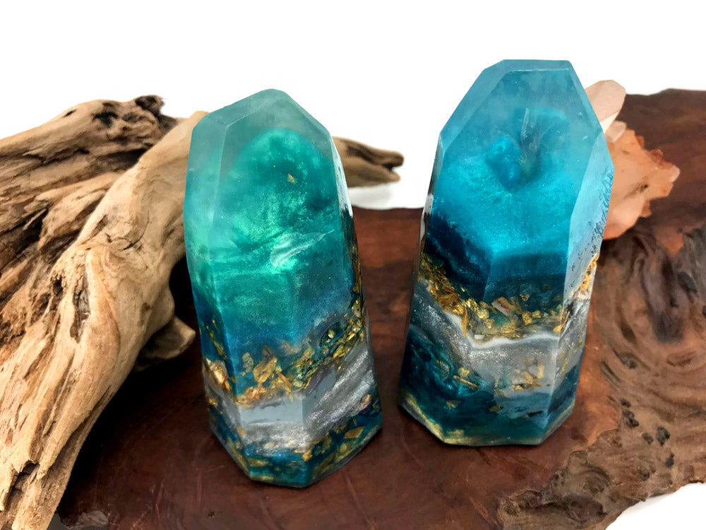 Turquoise Crystal Point Accent Feathers for Wedding Centerpieces
