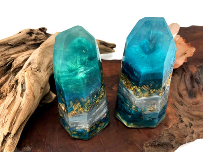 Turquoise Crystal Point Accent Feathers for Wedding Centerpieces