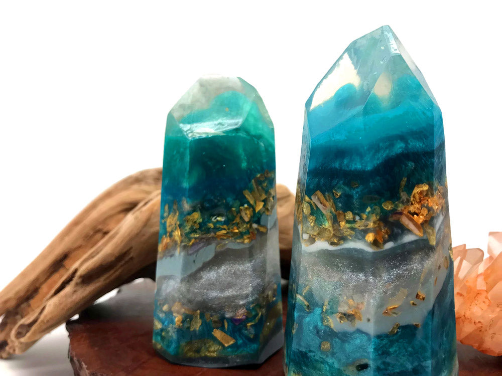Turquoise Crystal Point Accent Feathers for Wedding Centerpieces