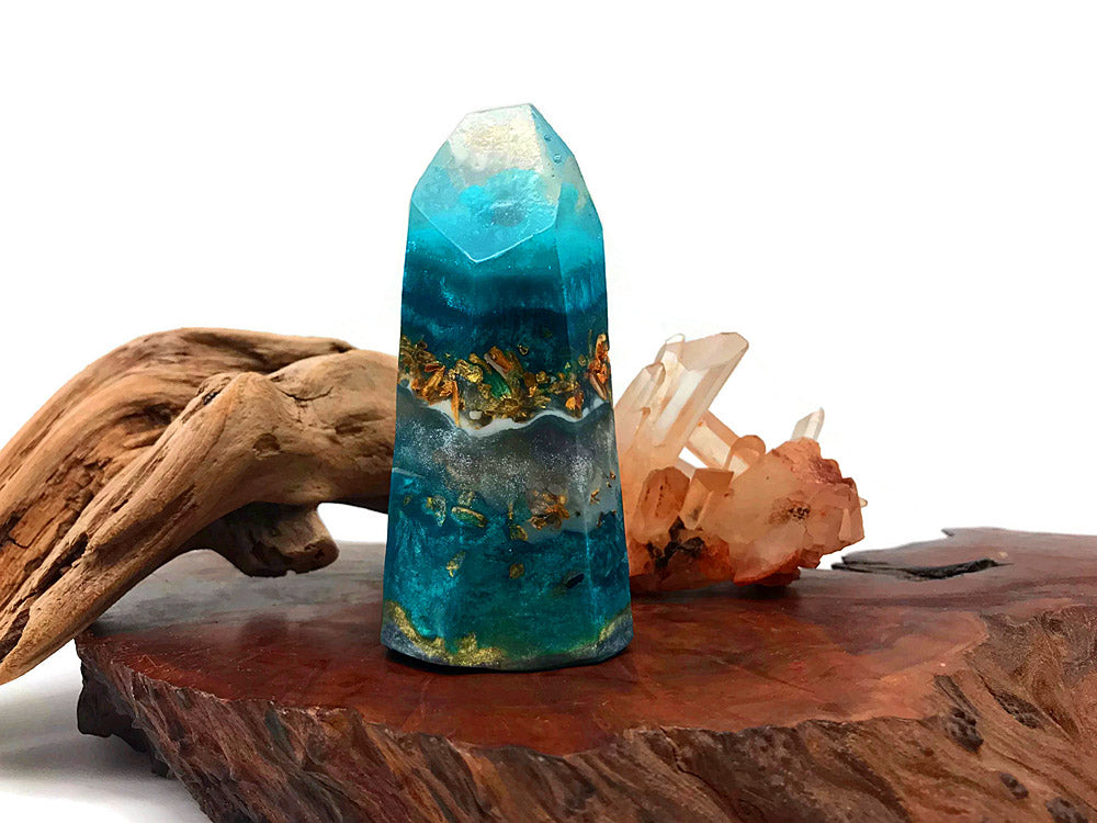 Turquoise Crystal Point Accent Feathers for Wedding Centerpieces