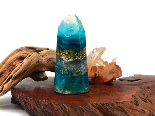Turquoise Crystal Point Accent Feathers for Wedding Centerpieces