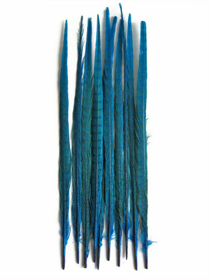 10 pieces - 18-22" Turquoise Blue Bleached Dyed Accent Feathers for Wedding Centerpieces