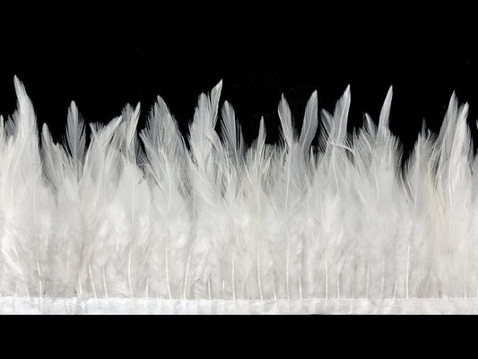 1 Yard - White Rooster Neck Hackle Saddle Feather Wholesale Trim