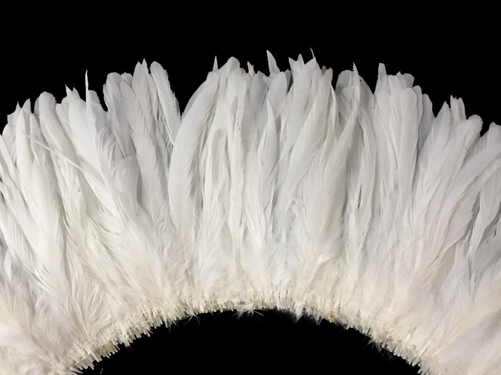 2 yards - 8-10" Natural White Strung Bleach Accent Feathers for Wedding Backdrops & Arches