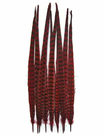 10 pieces - 18-22" Natural Red Wine Dyed Accent Feathers for Wedding Centerpieces