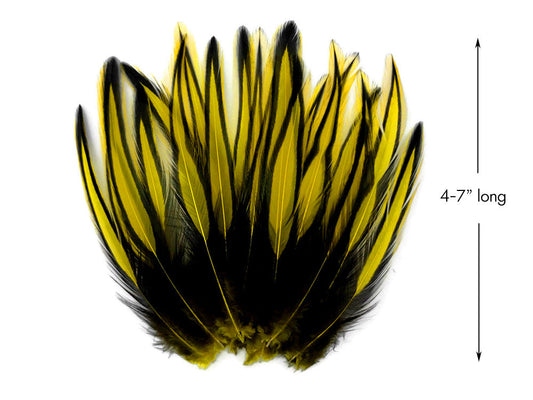 10 Pieces - Sunshine Yellow Dyed BLW Laced Long Rooster Cape Whiting Farms Feathers